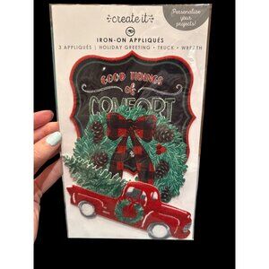 Christmas Create It Iron-On Appliqués Holiday Truck & Wreath Set of 3